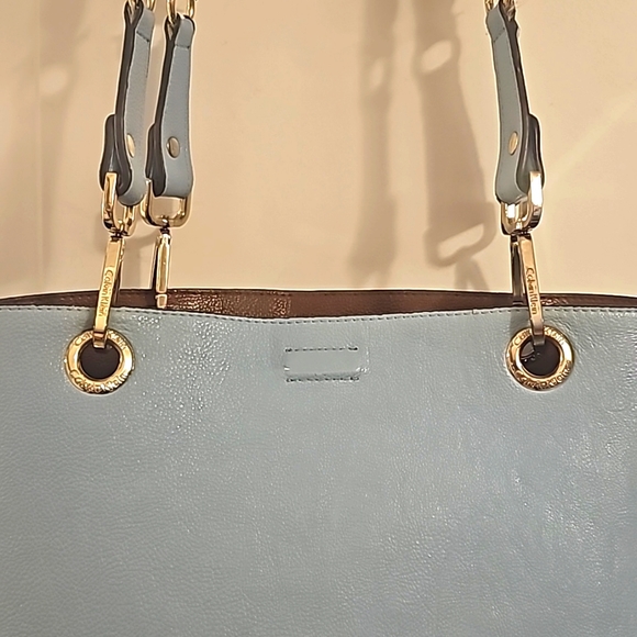 Calvin Klein's Reversible Tote, Brown/Lt. Blue, Goldtone Hardware - Picture 10 of 12
